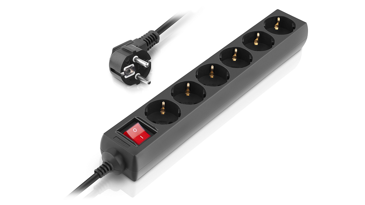 Фільтр мережевий REAL-EL RS-6 Protect M, 6 розеток 3 м, black (EL122300034)